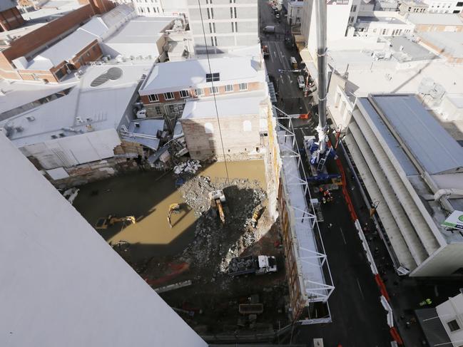 The flooded Liverpool St section of the Myer site. Picture: MATT THOMPSON