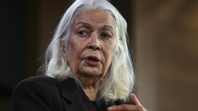 Distinguished Professor Marcia Langton addresses the the National Press Club in Canberra. Picture: NCA NewsWire / Martin Ollman