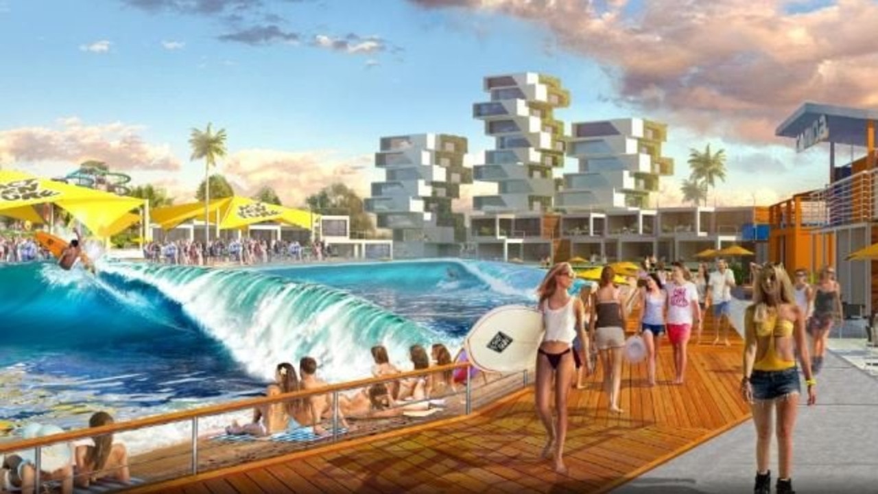 An artist impression of a wave pool which will form part of a proposed $450 million tourist park at Glenview.