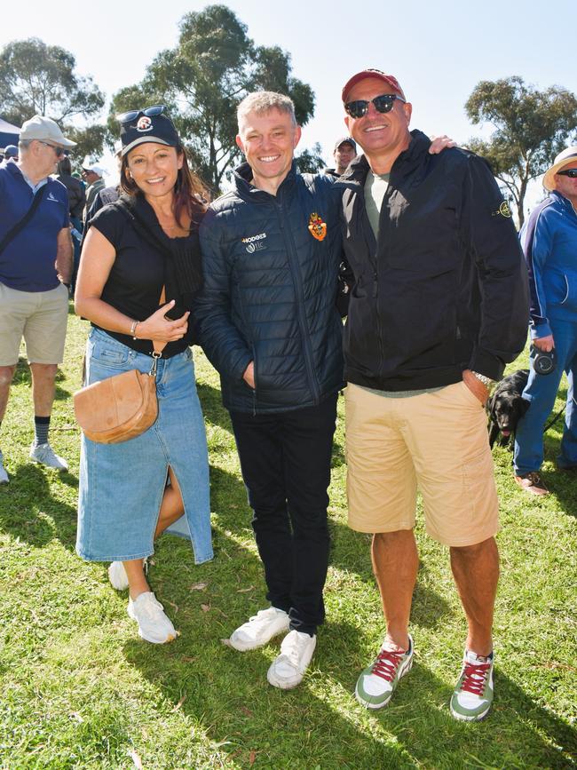 The Victorian Amateur Football Association (VAFA) William Buck Premier Men’s Grand Final Match — Old Brighton vs. Old Scotch — Friday, September 27, 2024: Anna McRae, Paul Ryan and Scott McRae. Picture: Jack Colantuono