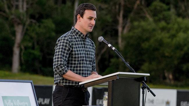 Sam O'Connor MP speaks at the vigil for Kelly Wilkinson in Parkwood. Picture: Jerad Williams