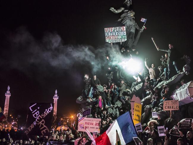 A demonstration against terrorism in Paris after a series of five attacks occurred across the Ile-de-France region. Picture: Corentin Fohlen/World Press Photo