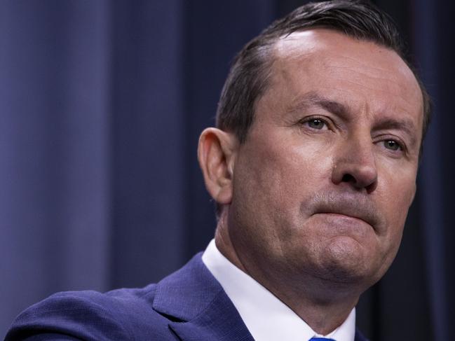 PERTH, AUSTRALIA - JANUARY 08:  Western Australian Premier Mark McGowan speaks during a press conference on Covid-19 following the National Cabinet meeting on January 8, 2021 in Perth, Australia. Australia's national cabinet met today to discuss concerns about the UK variant of the Covid-19 strain as Brisbane enters a three-day lockdown after a cleaner working at a quarantine hotel tested positive for strain. (Photo by Matt Jelonek/Getty Images)