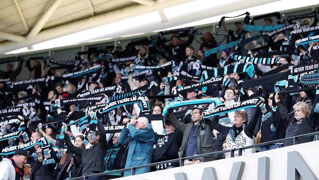 Port Adelaide has approached the AFL as to why fierce rivals Adelaide have been afforded more games in South Australia. Picture: Sarah Reed