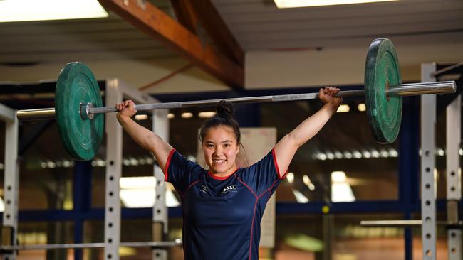 Kiana Elliott training at SASI in Kidman Park. Picture: Tom Huntley.