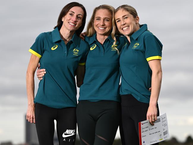 Sinead Diver, Genevieve Gregson and Jessica Stenson have each made ‘supermum’ comebacks to the track. Picture: Quinn Rooney/Getty Images