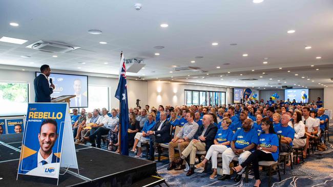 Leon Rebello speaks to his campaign launch on the Gold Coast on Sunday. Picture: Facebook