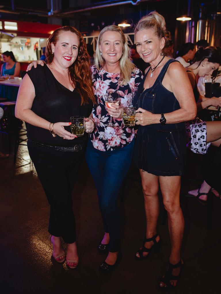 Verena Combe, Katie kelliher, Shari Tagliabue at the Tiny Mountain Brewery opening in Townsville. Picture by Kaine Constantine. Socials: Damien Anthony Rossi