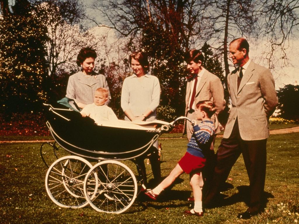 Queen Elizabeth II and The Prince Philip, Duke of Edinburgh with their children (right to left); Charles Prince of Wales, Prince Andrew, Prince Edward and Princess Anne celebrating the Queen's 39th birthday at Windsor. Picture: Keystone/Getty Images