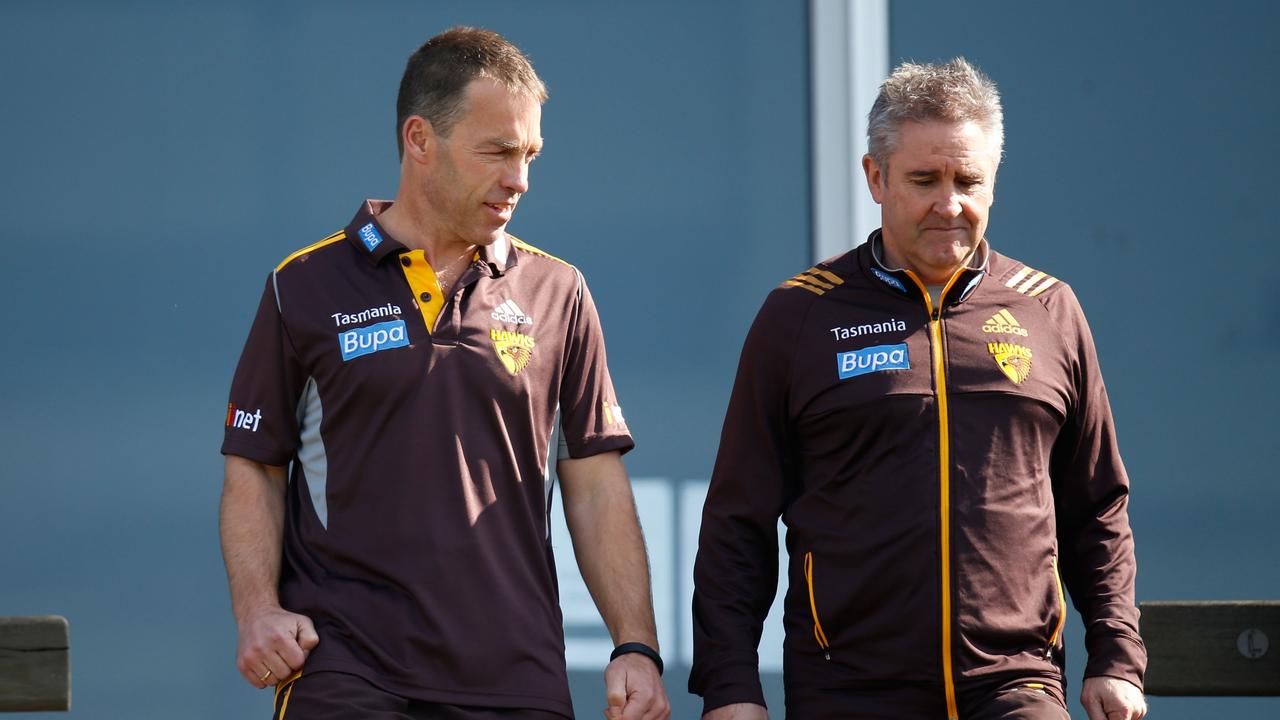 The two men have stepped away. (Photo: Michael Willson/AFL Media)