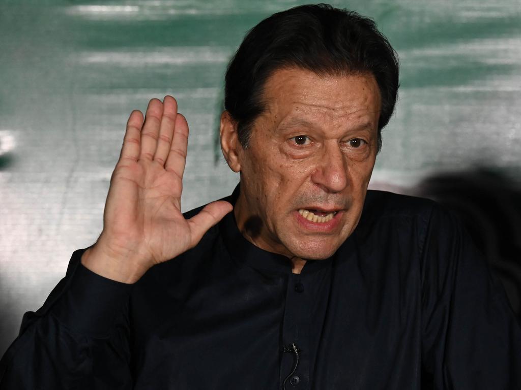 Khan in Lahore last May before he was detained. Picture: AFP