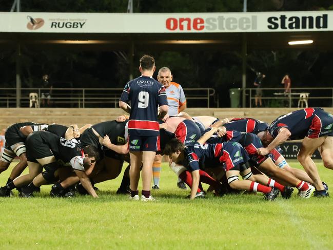 Scrum during the Round 11 match between University Pirates and Palmerston Crocs. Picture: From The Sideline Sports Photography