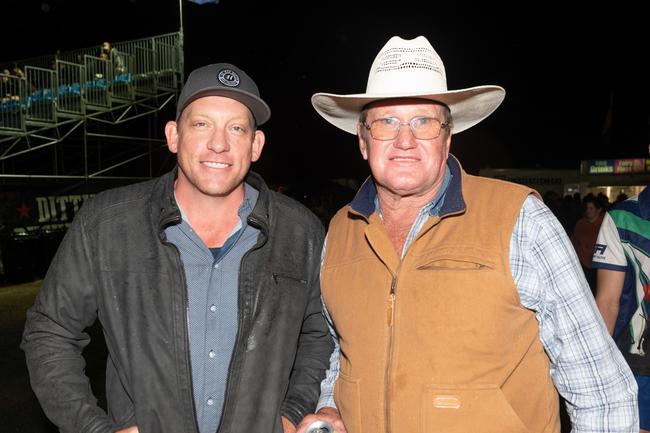 Daniel Hetherington and Kenny Lee at the PBR Bull Pit Bull Bash at Dittmann Bucking Bulls in Bloomsbury. August 27, 2022. Picture: Michaela Harlow