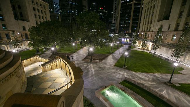 An empty ANZAC square, during the Anzac Day Wreath Laying Ceremony at The Shrine of Remembrance in Brisbane, Saturday, April 25, 2019. Anzac Day is a national day of remembrance to commemorate the service and sacrifice of Australian and New Zealand service men and women. Due to COVID-19 restrictions marches and commemorative services have been banned for the first time in more than a century. (AAP Image/Jono Searle) NO ARCHIVING