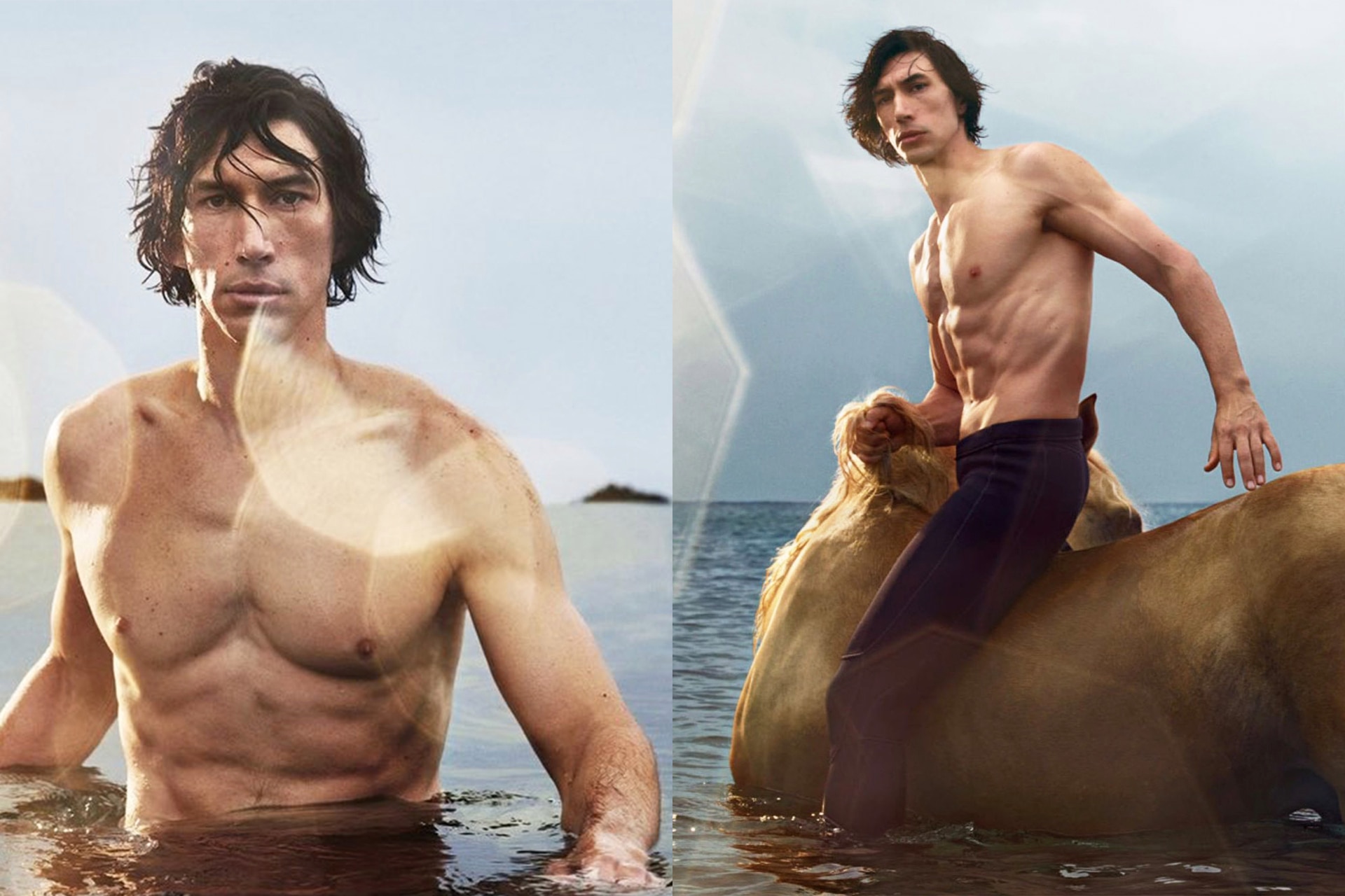 Adam Driver riding a stallion bareback on the beach is how you sell a  fragrance - GQ Australia