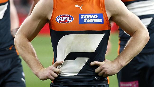 Dejected Toby Greene during the AFL Semi Final match between the GWS Giants and Brisbane Lions at Engie Stadium on September 14, 2024. Photo by Phil Hillyard(Image Supplied for Editorial Use only - **NO ON SALES** - Â©Phil Hillyard )