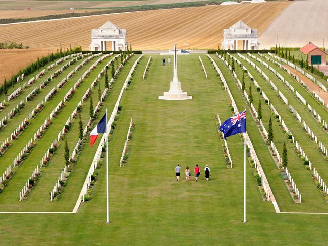 Visitors to the Australian cemetery of Villers-Bretonneux