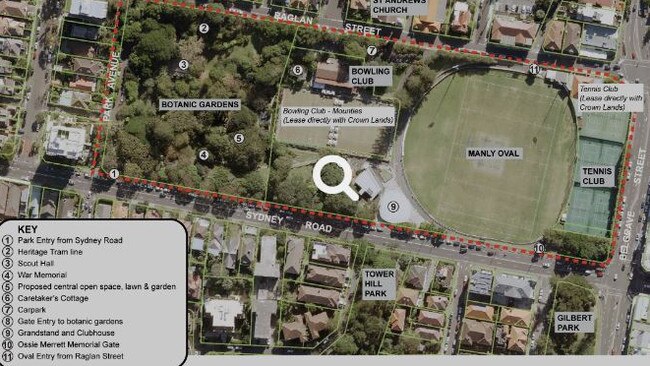 A map of the area included in the proposed Ivanhoe Park Masterplan and Plan of Management. Picture: Northern Beaches Council