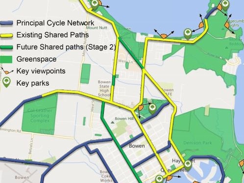 The cycle route enhancement stages outlined in the Bowen Masterplan. Photo: Whitsunday Regional Council