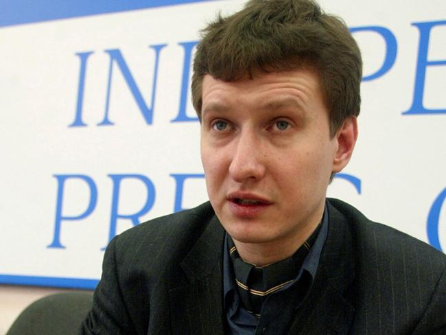 Lawyer Stanislav Markelov holds a press conference in Moscow in 2005. Picture: AP Photo/Grigory Tambulov, Kommersant