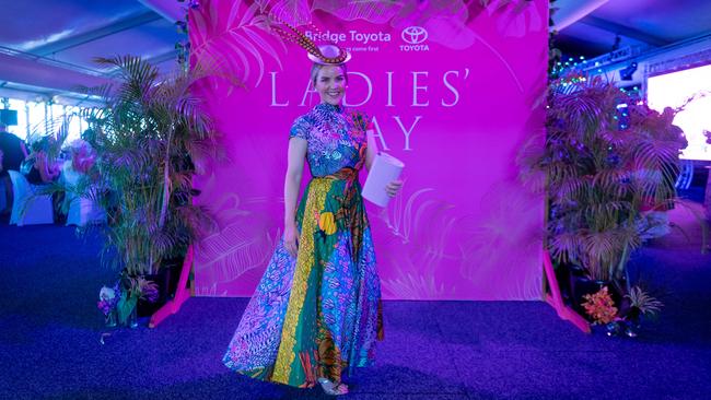 Hannah Burns was the winner of the Ladies' Day Luncheon Fashions on the Field at the 2021 Darwin Cup Carnival Bridge Toyota Ladies' Day. Picture: Che Chorley