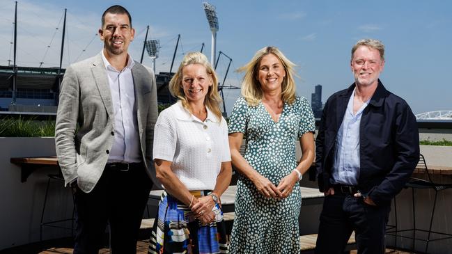 Brad Harris, Hayley Morris, Jackie Haintz and Steve Buxton during The Australian’s The List: Richest 250 roundtable with Straight Bat Private Equity at Gate 8 in Melbourne. Picture: Aaron Francis