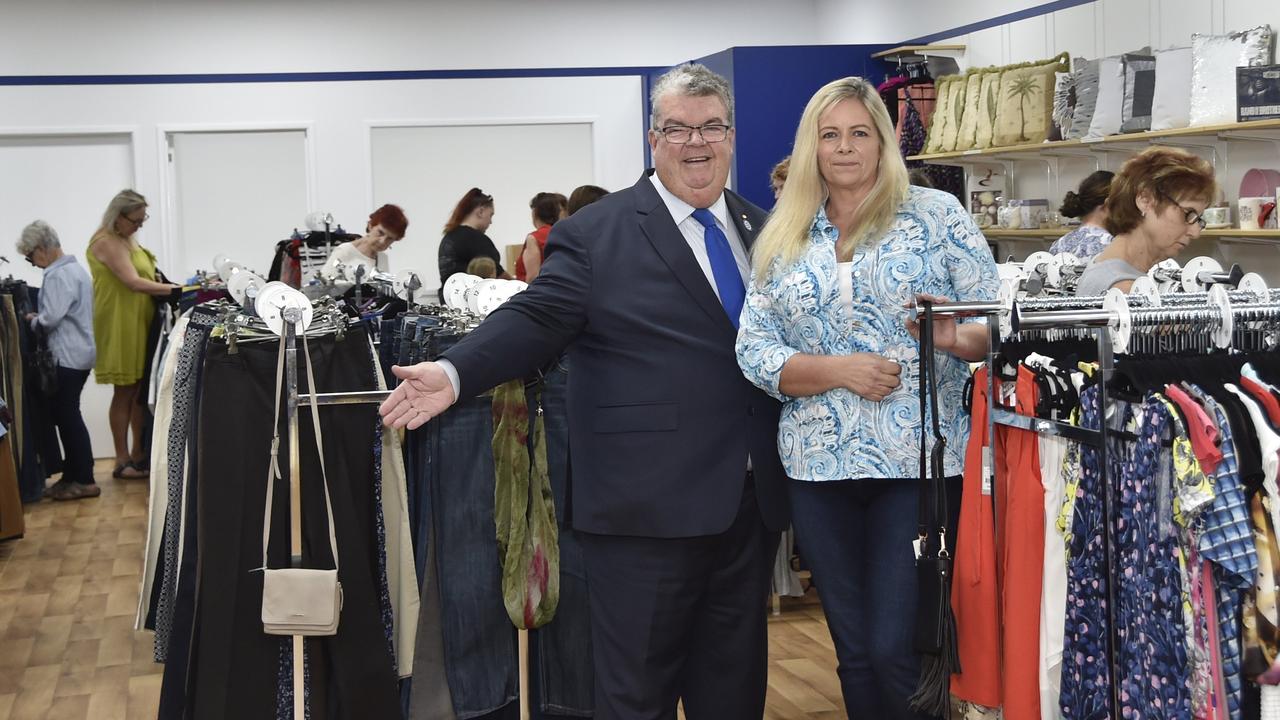 Derek Tuffield and store manager Sharon Knight . Opening of new Lifeline shop at Wilsonton Shopping Centre. March 2019