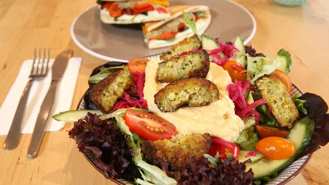 Falafel and hummus salad at The Middle Store. Picture: Stephen Laffer