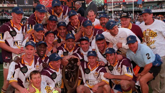 Civoniceva and Tallis celebrate the Broncos’ 1998 premiership.