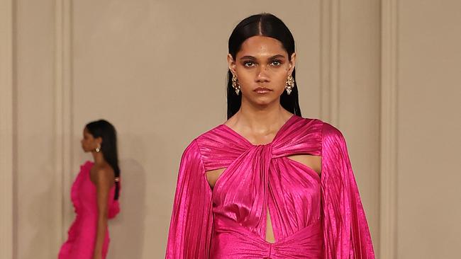 A model walks the Australian Fashion Week runway during the Acler show on Thursday. Picture: Getty Images