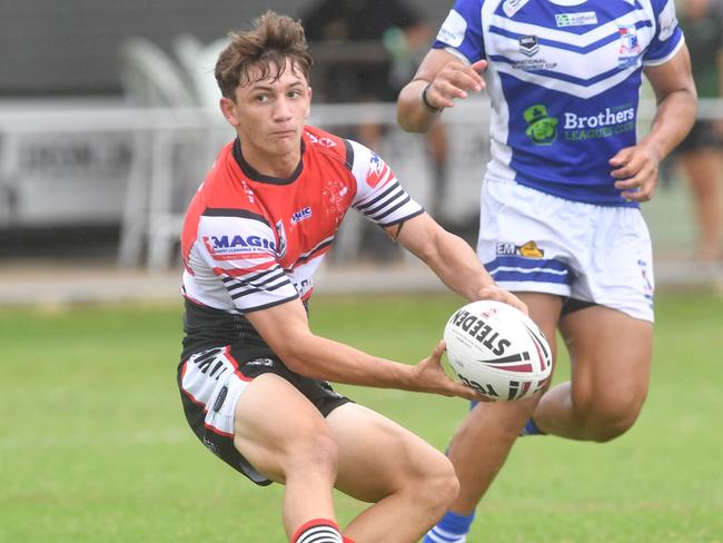 Kirwan High against Ignatius Park College in the Northern Schoolboys Under-18s trials at Brothers Rugby League Club in Townsville. Riley Carbone. Picture: Evan Morgan