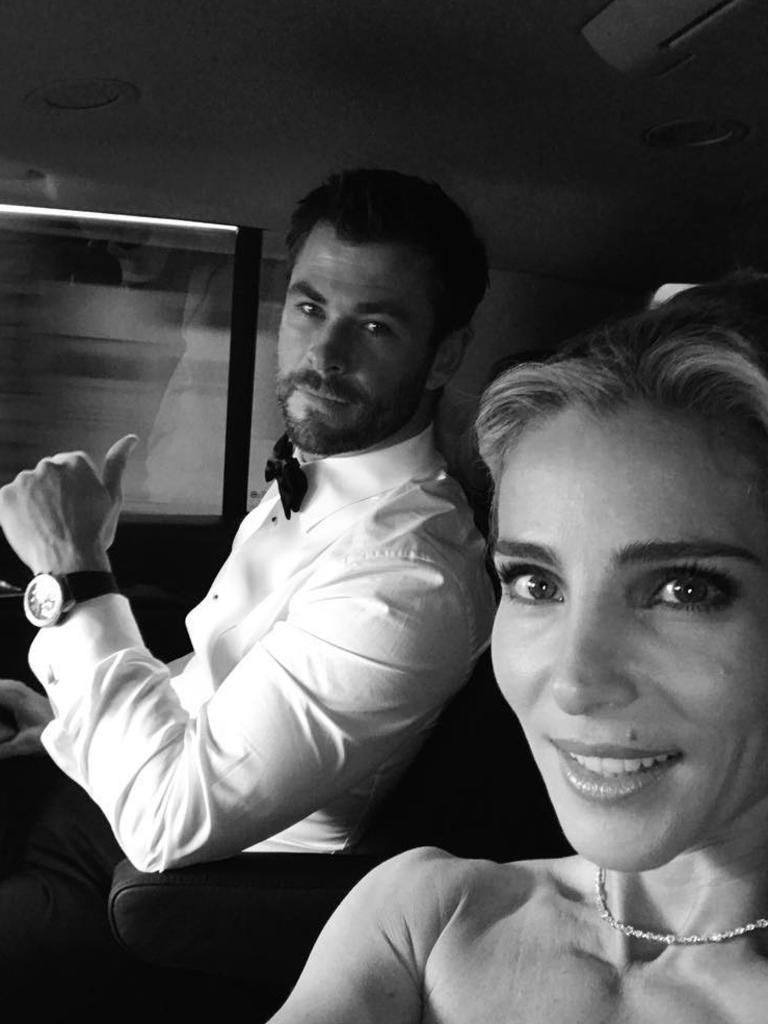 Elsa Pataky with Chris Hemsworth ... "We are late!! Hold on!" Picture: Instagram