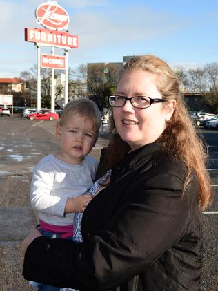 Shopper Elaine Williams, with daughter Claire, outside Le Cornu. Picture: Campbell Brodie