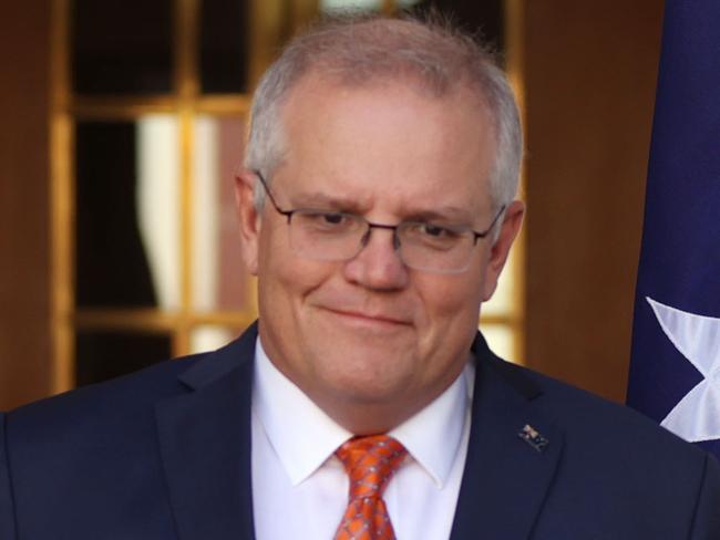 CANBERRA, AUSTRALIA - NewsWire Photos APRIL, 08, 2021:  The Prime Minister Scott Morrison during a press conference with Senator Michaelia Cash, Attorney-General.Picture: NCA NewsWire/Gary Ramage