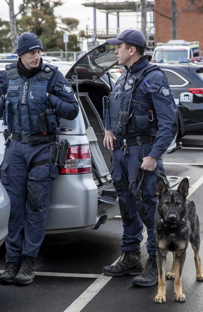 Dozens of officers have swarmed the Melbourne suburb. Picture: Matrix Media Group