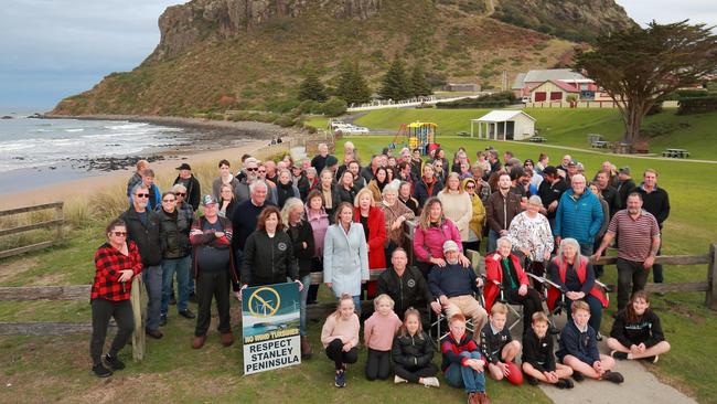 Wind farm protesters at Stanley