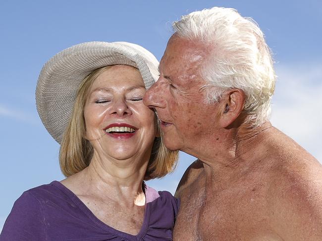 Bondi baby boomers Maria-Anna and Costas Phitidis pictured at North Bondi not self isolating. Picture: Dylan Robinson