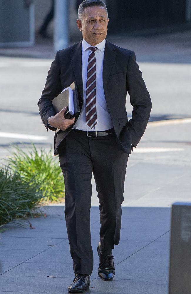 Star’s responsible gambling manager Junior Toleafoa attending the Star Casino inquiry at the Brisbane Magistrates Court on Tuesday 23 August, 2022. Picture: Jerad Williams