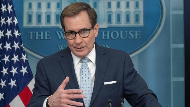 US National Security Council (NSC) spokesman John Kirby speaks during the daily briefing in the Brady Briefing Room of the White House in Washington, DC, on November 20, 2023. (Photo by ANDREW CABALLERO-REYNOLDS / AFP)