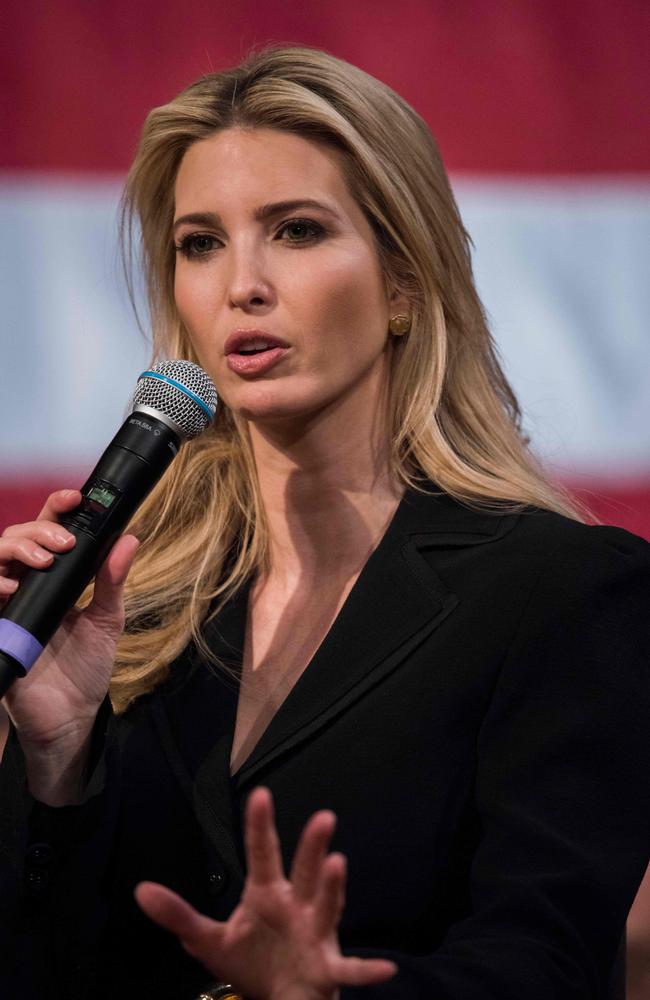 Ivanka Trump speaking at a town-hall meeting with residents of Derry, New Hampshire. Picture: Ryan McBride/AFP