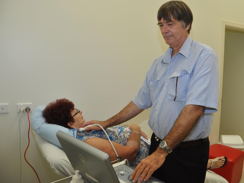 Picture: Sonographer and director Mark Giffin and receptionist Bev Giffin being examined.