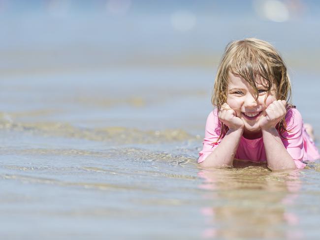 Saioirshe Meek, 4, cools off at Blairgowrie on the last day of 2014. Picture: Eugene Hyland