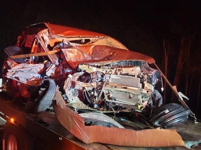 The scene of a horror fatal crash on Booral Rd at Sunshine Acres.