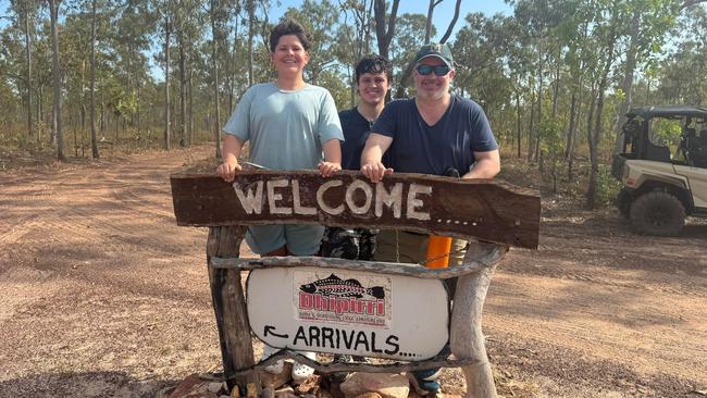 Oliver, Misha, and Isaac Hammond on a Dhipirri Lodge fishing charter.