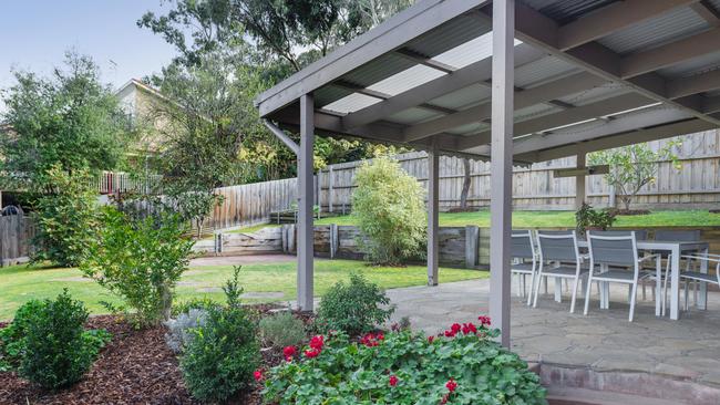 The covered alfresco overlooking the backyard.