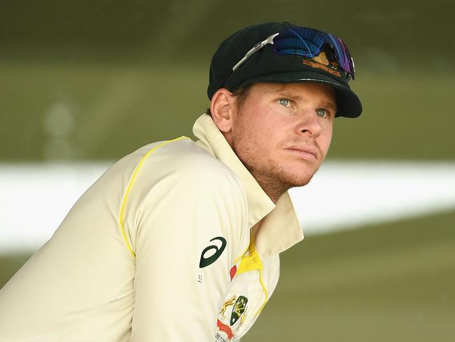 PERTH, AUSTRALIA - DECEMBER 18:  Steve Smith of Australia looks on from the balcony during a rain delay during day five of the Third Test match during the 2017/18 Ashes Series between Australia and England at WACA on December 18, 2017 in Perth, Australia.  (Photo by Quinn Rooney/Getty Images)