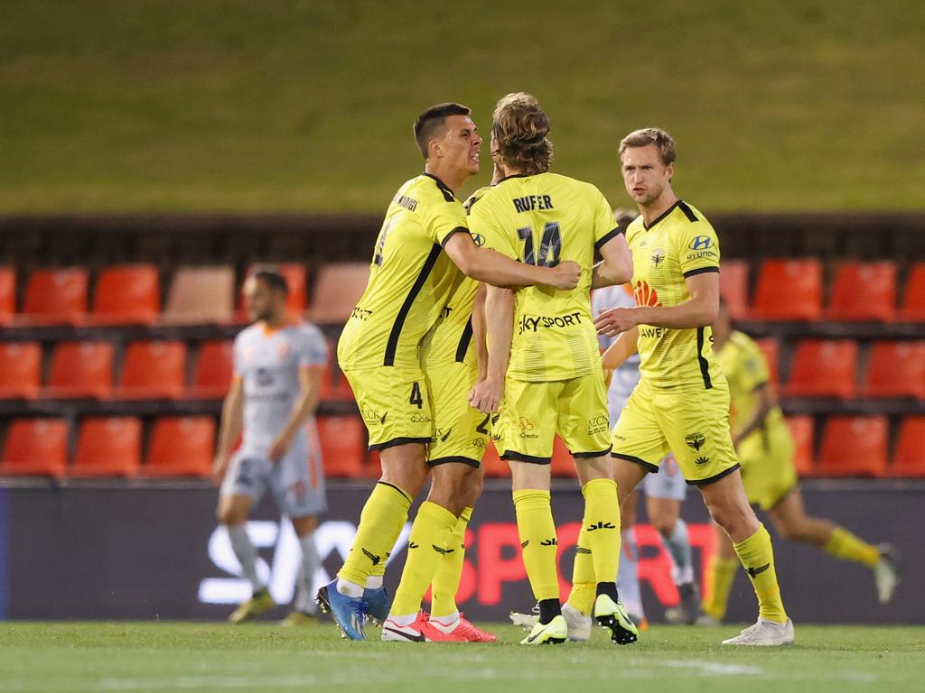 The Phoenix celebrate after Gary Hooper’s equaliser. Photo: Ashley Feder/Getty Images