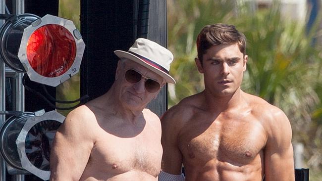 Zac Efron shirtless photos on set with Robert De Niro