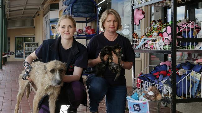 Pets Haven Shelter management at the Woodend shelter say pets are the first to go during difficult time and their services are a necessity, pictured: Alanah Morgan and Catherine Fuller. Picture: George Salpigtidis