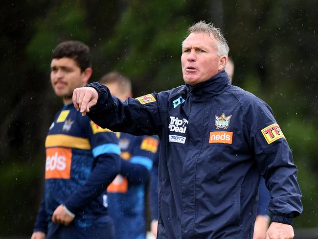 Coach Garth Brennan is seen during the Gold Coast Titans training session on the Gold Coast, Wednesday, June 26, 2019. (AAP Image/Dave Hunt)